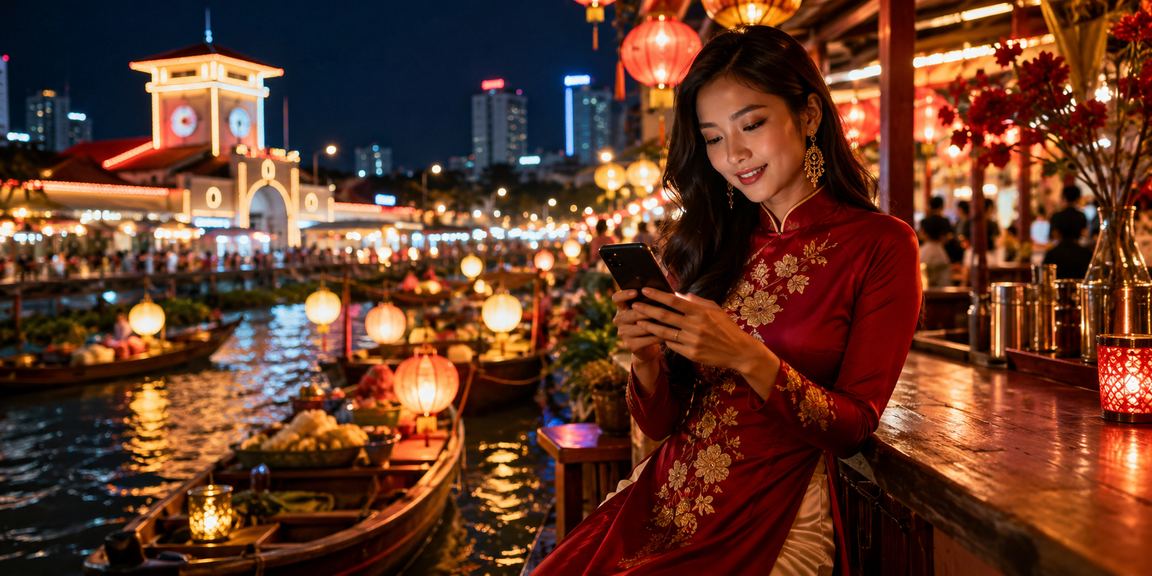 Người dùng tại TP. Hồ Chí Minh sử dụng dịch vụ casino di động tại chợ đêm